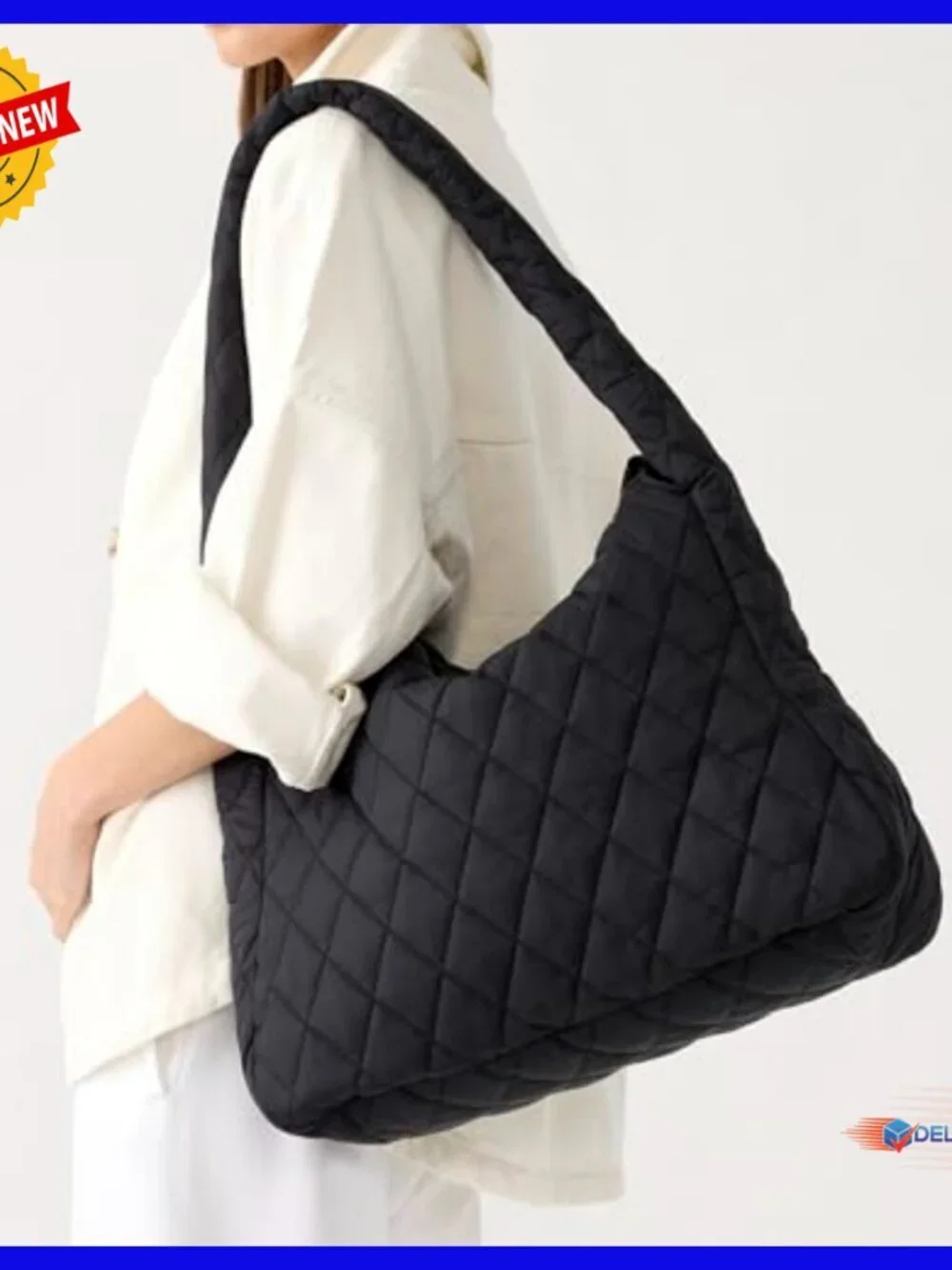 Featherweight Recycled Nylon Hobo Tote Bag with Zip Pockets